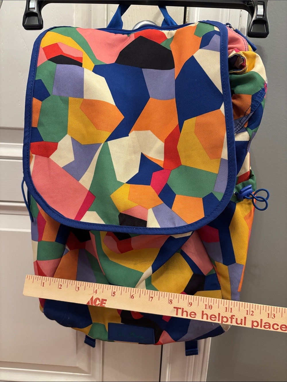 Colorful Geometric Canvas Backpack - Multicolor - Picture 9 of 12